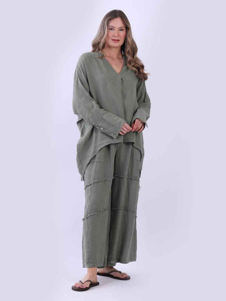 Ladies Plain Baggy Linen Top
