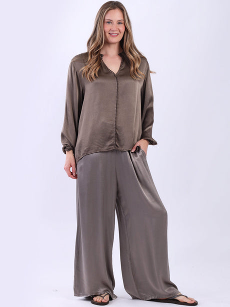 Crochet Satin Blouse Chocolate