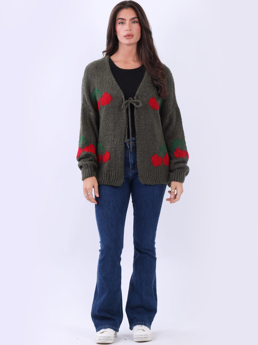 Woolen Knit Crop Cardigan Khaki