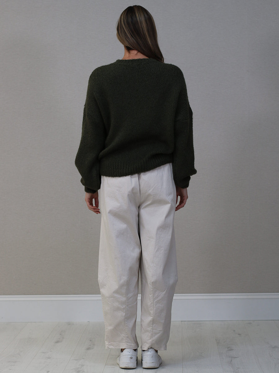 Drop Shoulders Wool Knitted Jumper