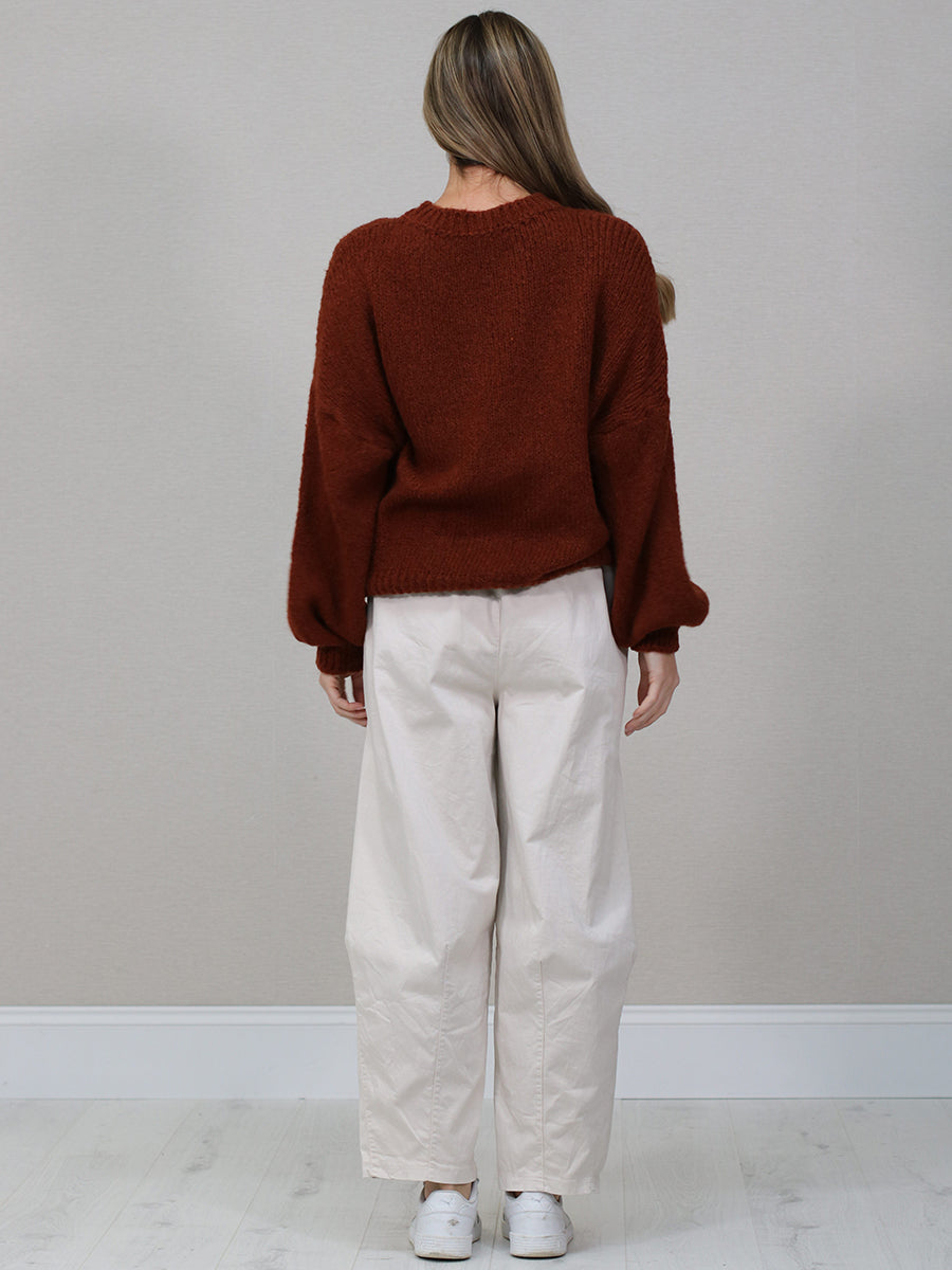 Drop Shoulders Wool Knitted Jumper