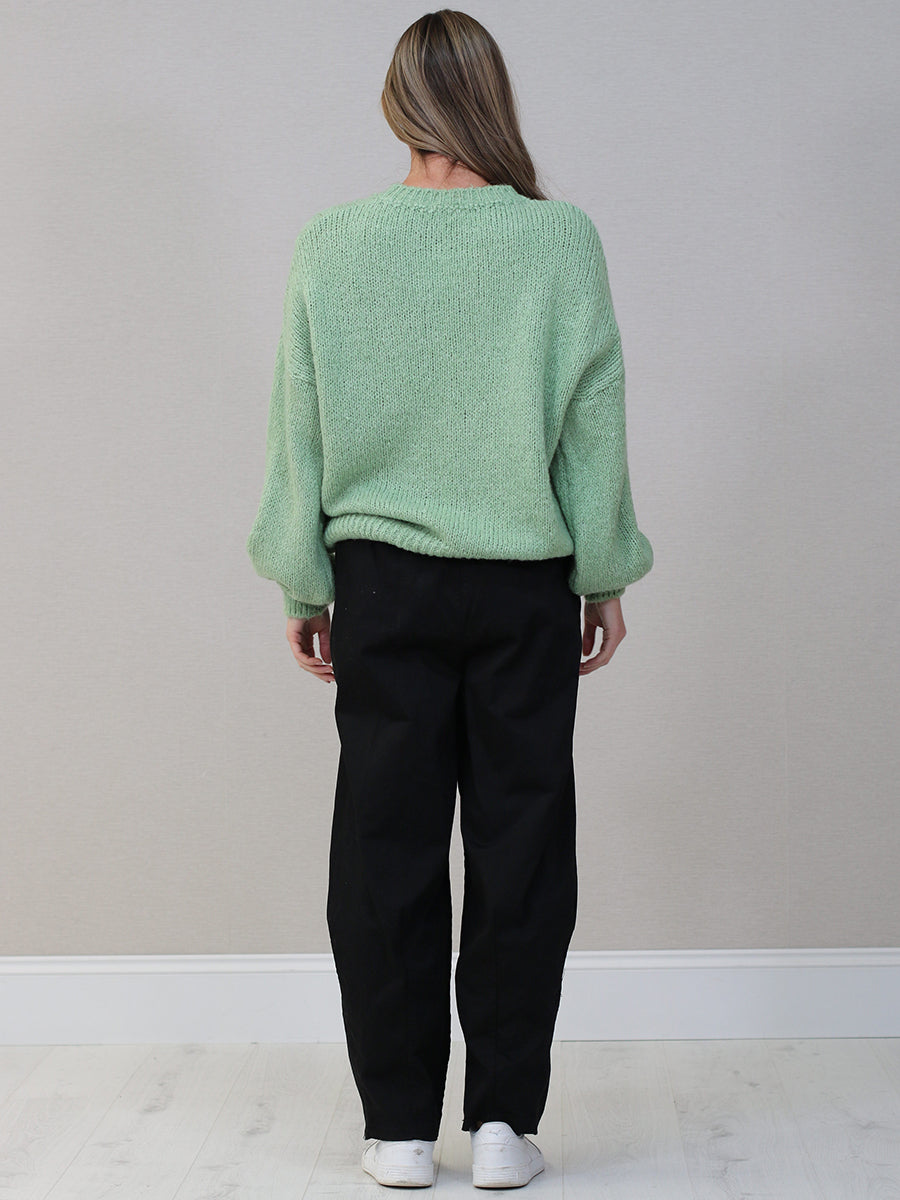 Drop Shoulders Wool Knitted Jumper