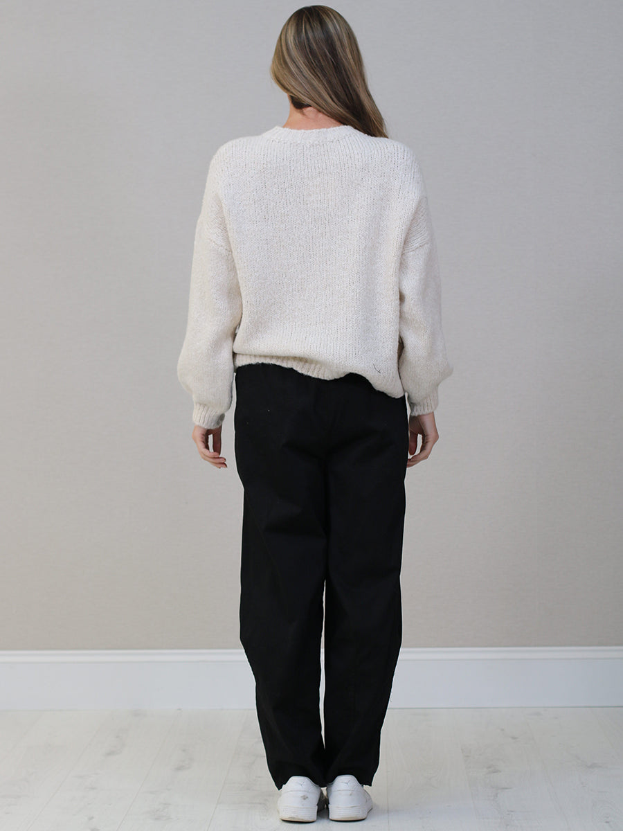 Drop Shoulders Wool Knitted Jumper