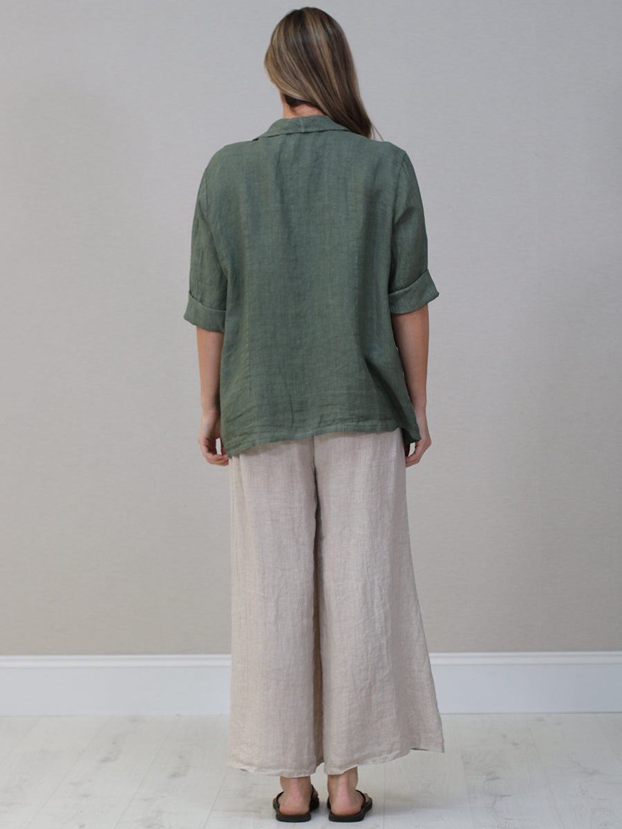 Shawl Collar Plain Linen Jacket