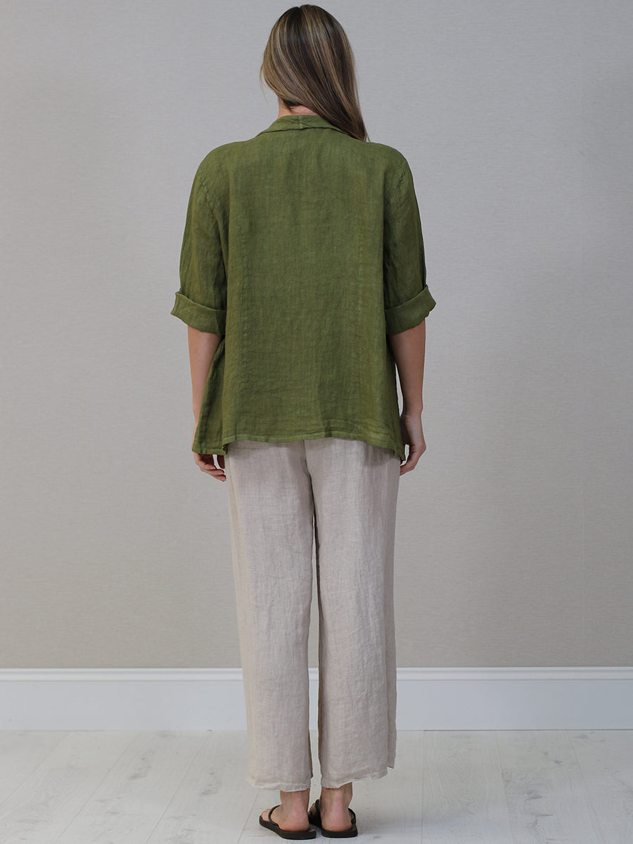 Shawl Collar Plain Linen Jacket