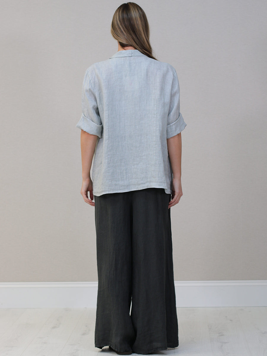 Shawl Collar Plain Linen Jacket