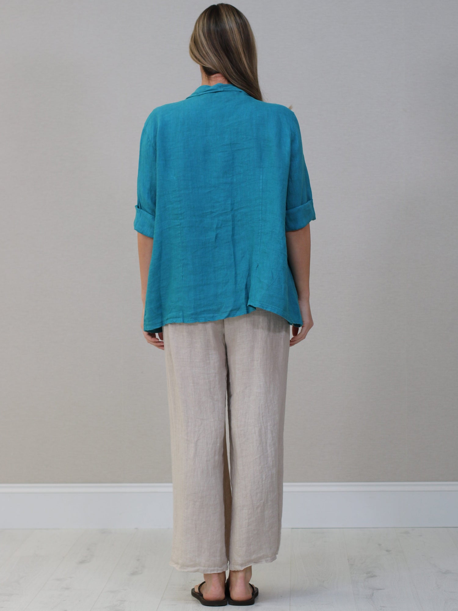 Shawl Collar Plain Linen Jacket