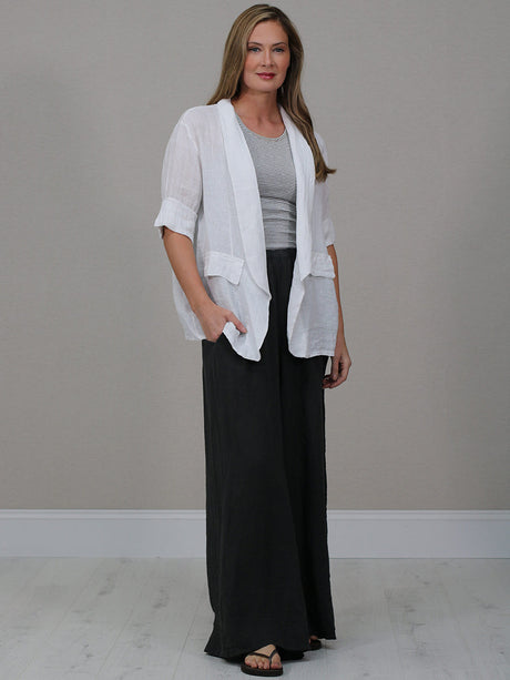 Plain Linen Jacket White
