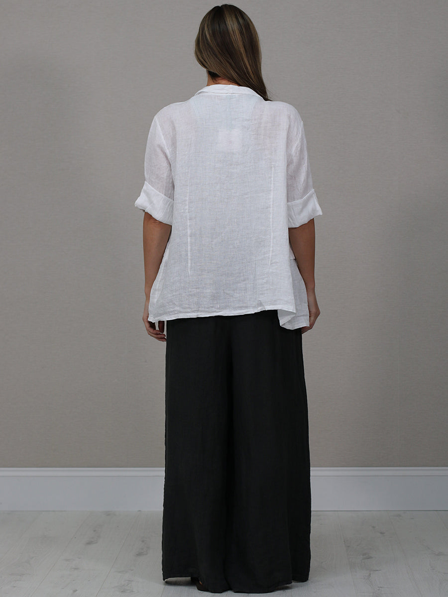 Shawl Collar Plain Linen Jacket