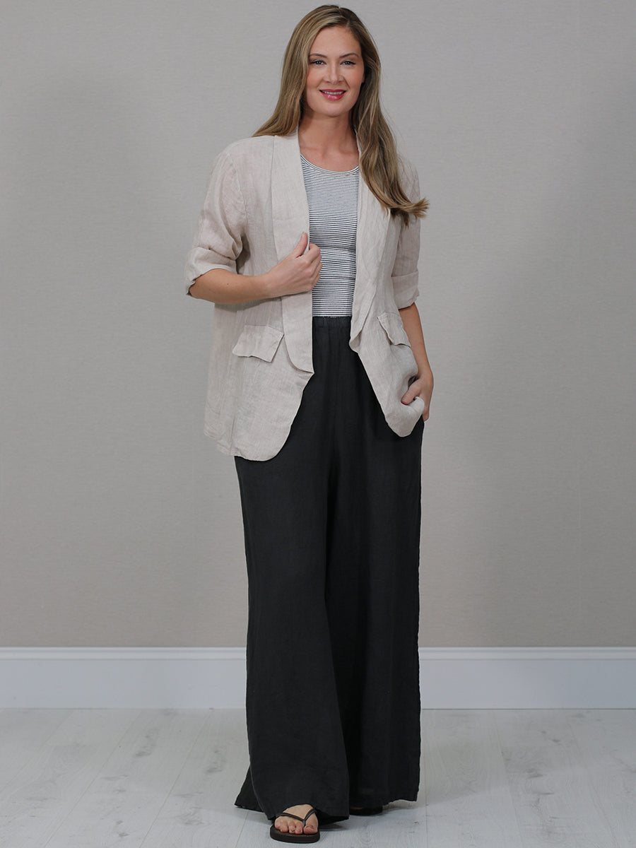 Plain Linen Jacket Beige