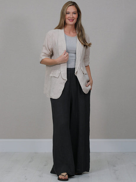 Plain Linen Jacket Beige