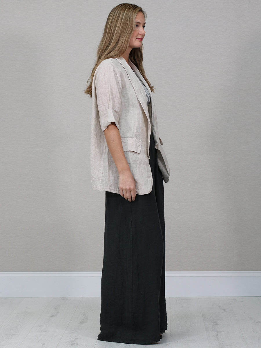 Shawl Collar Plain Linen Jacket