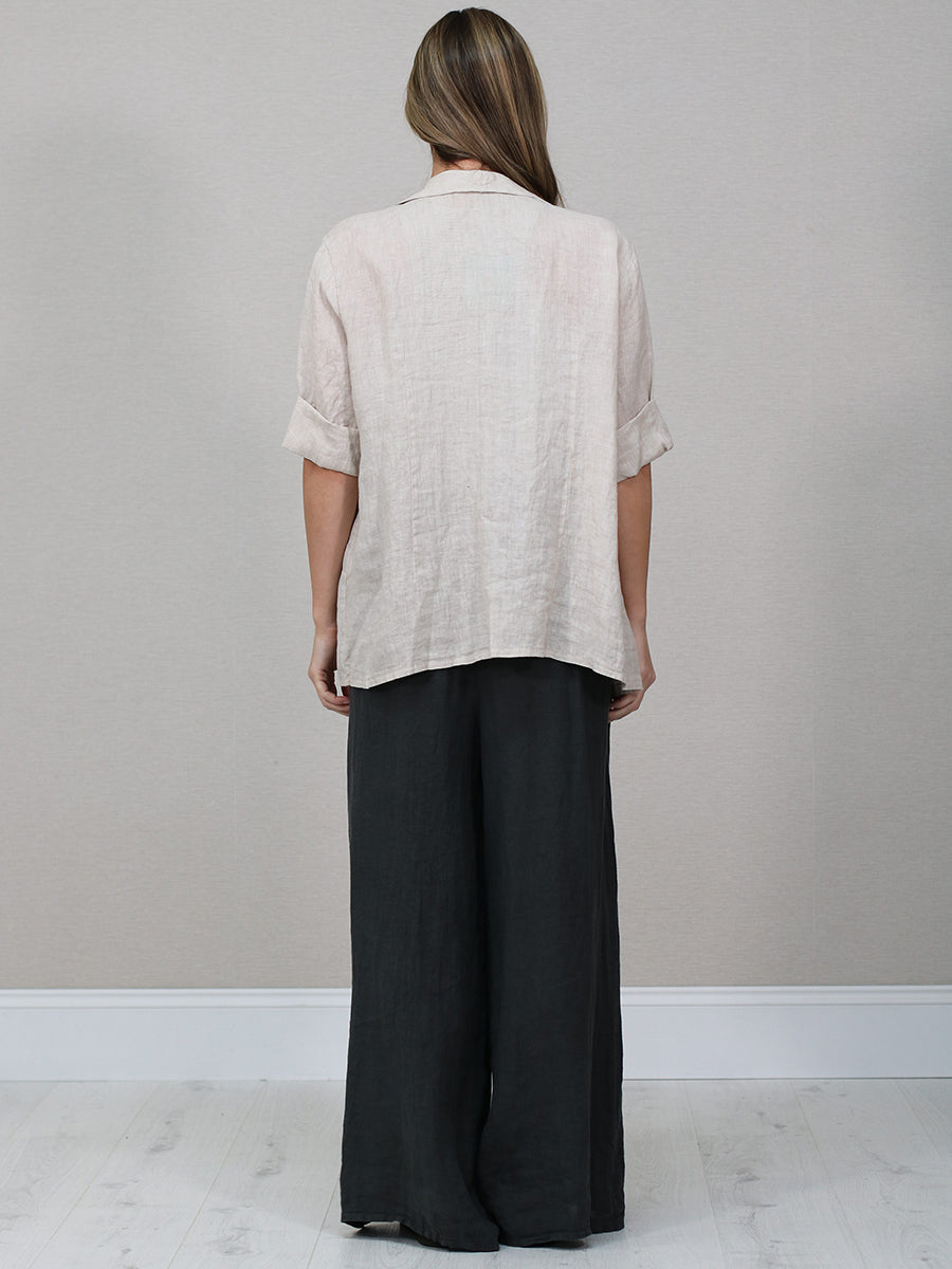 Shawl Collar Plain Linen Jacket