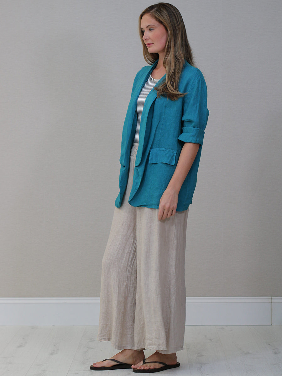 Shawl Collar Plain Linen Jacket