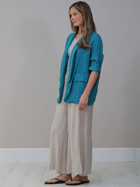 Shawl Collar Plain Linen Jacket