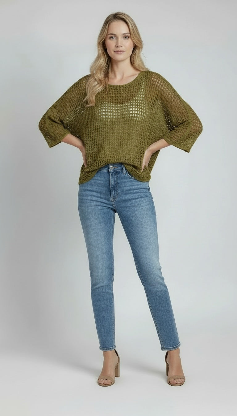 Batwing Crochet Knitted Top