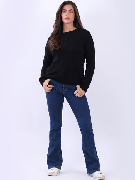 Crop Knit Boxy Jumper Black