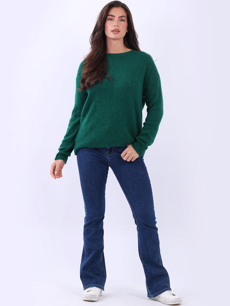Crop Knit Boxy Jumper Bottle Green