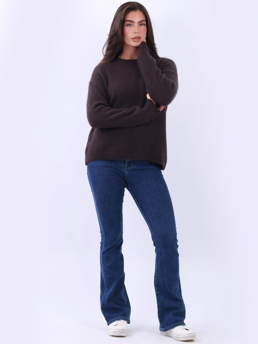 Crop Knit Boxy Jumper Chocolate