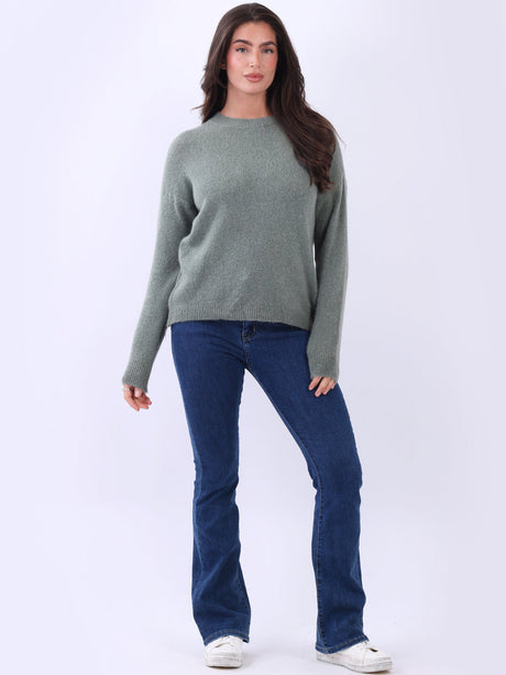 Crop Knit Boxy Jumper Khaki