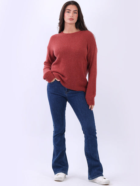 Crop Knit Boxy Jumper Rust
