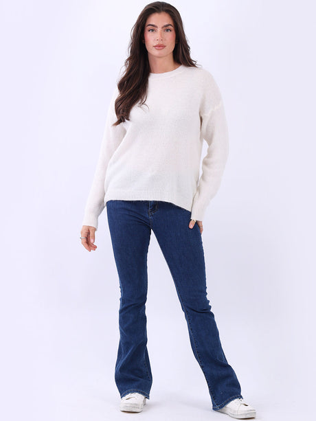 Crop Knit Boxy Jumper Beige