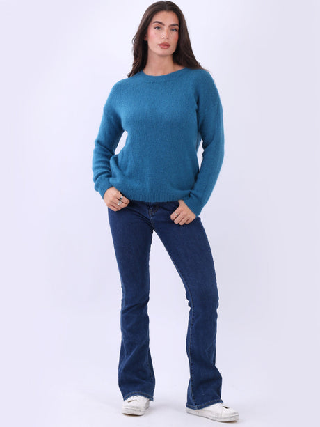 Crop Knit Boxy Jumper Teal