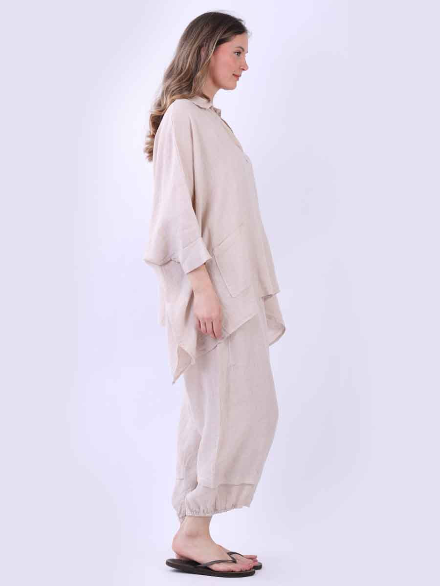 Plain Linen Lagenlook Batwing Top