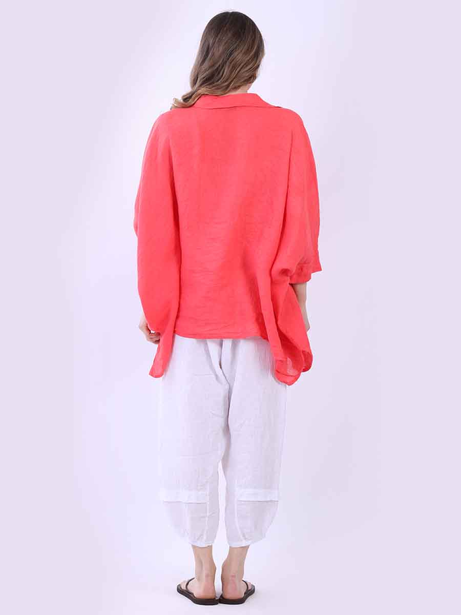 Plain Linen Lagenlook Batwing Top