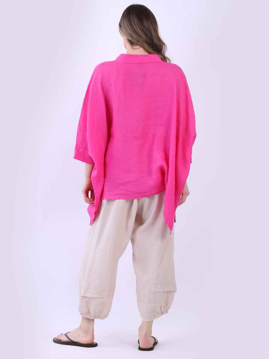 Plain Linen Lagenlook Batwing Top