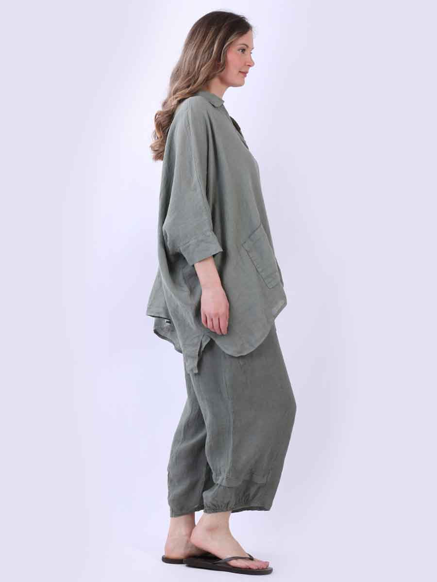 Plain Linen Lagenlook Batwing Top