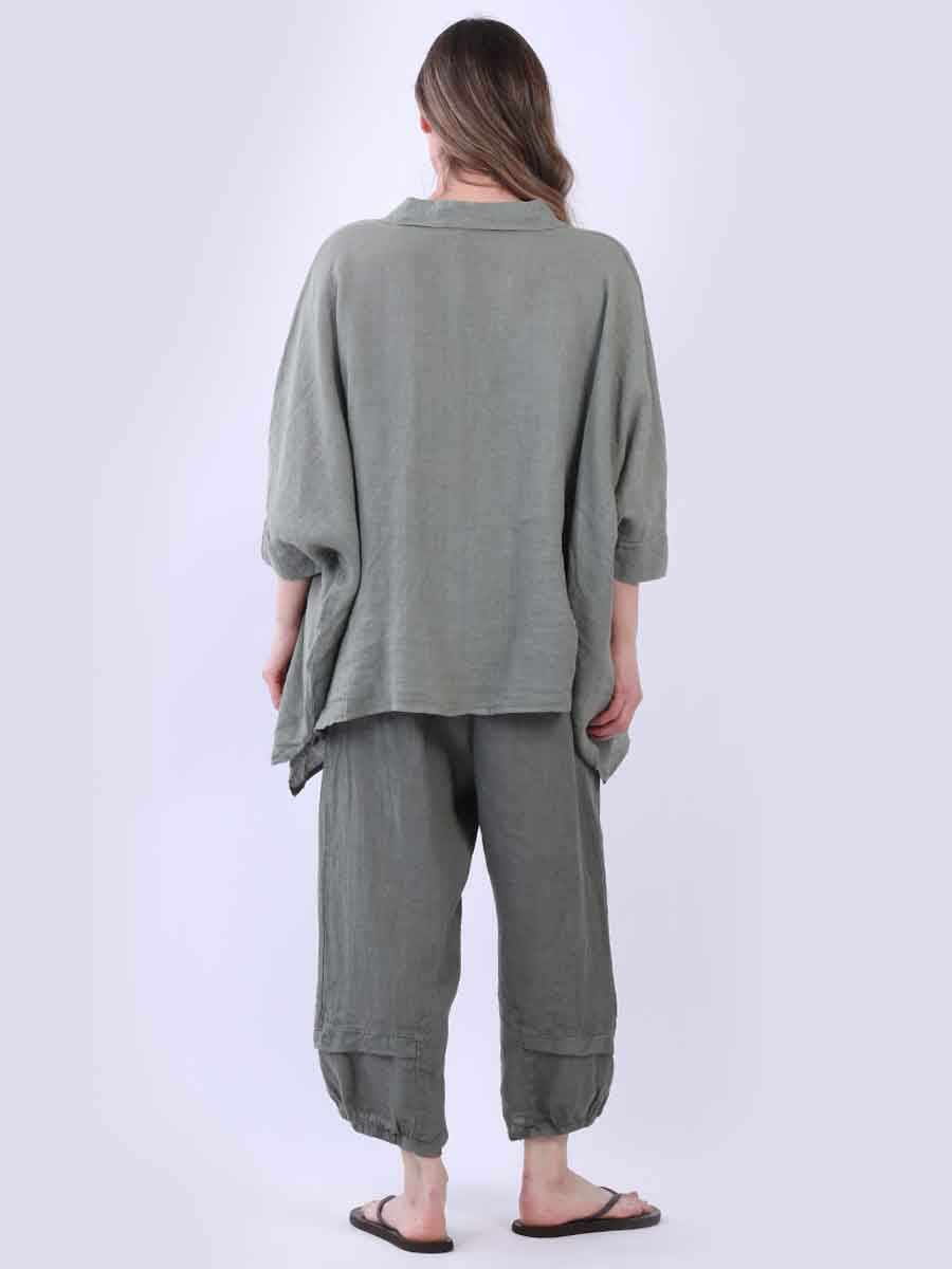 Plain Linen Lagenlook Batwing Top