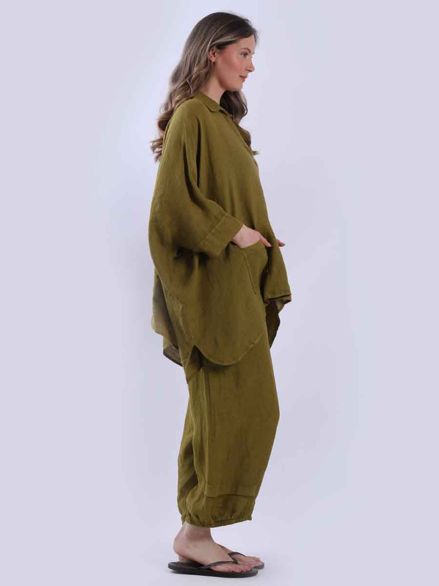 Plain Linen Lagenlook Batwing Top