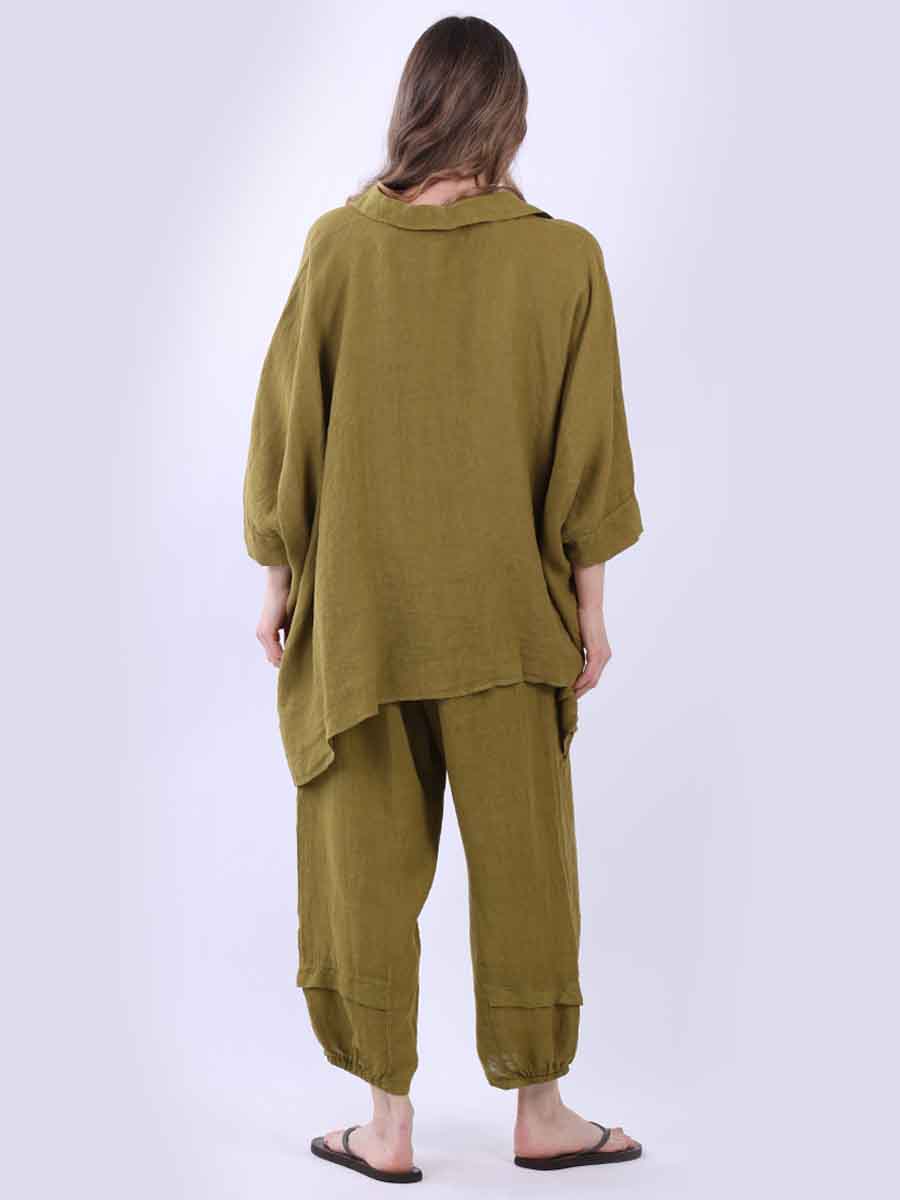 Plain Linen Lagenlook Batwing Top