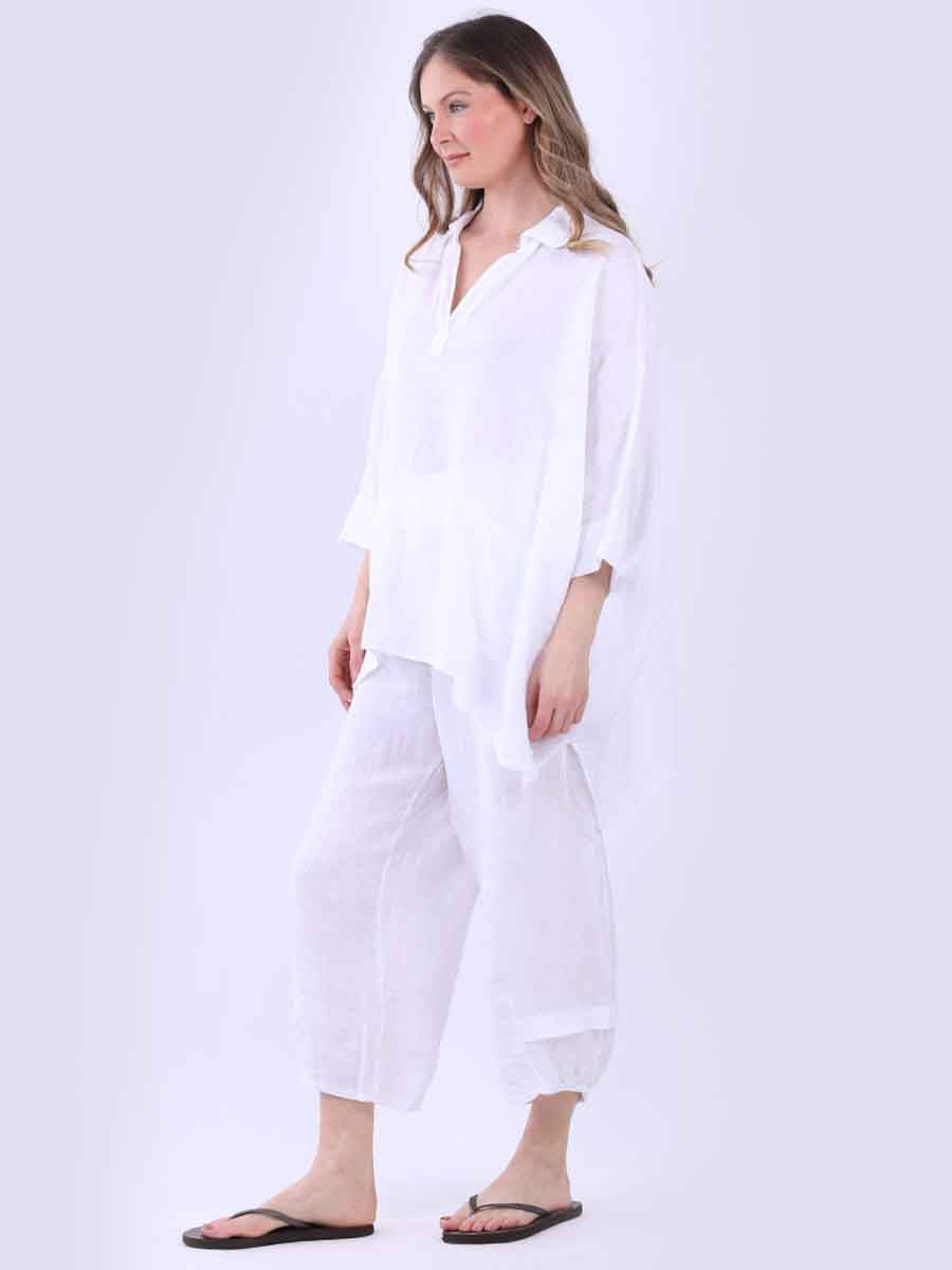 Plain Linen Lagenlook Batwing Top