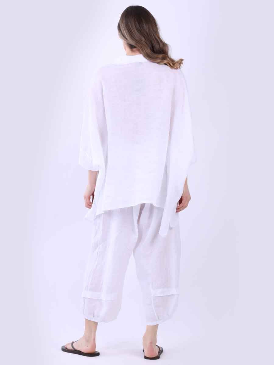 Plain Linen Lagenlook Batwing Top