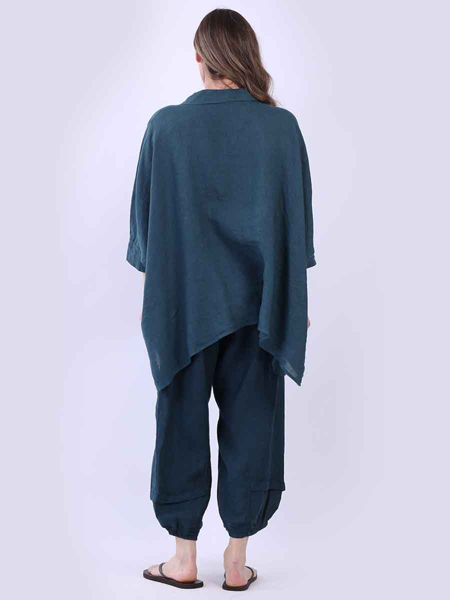 Plain Linen Lagenlook Batwing Top