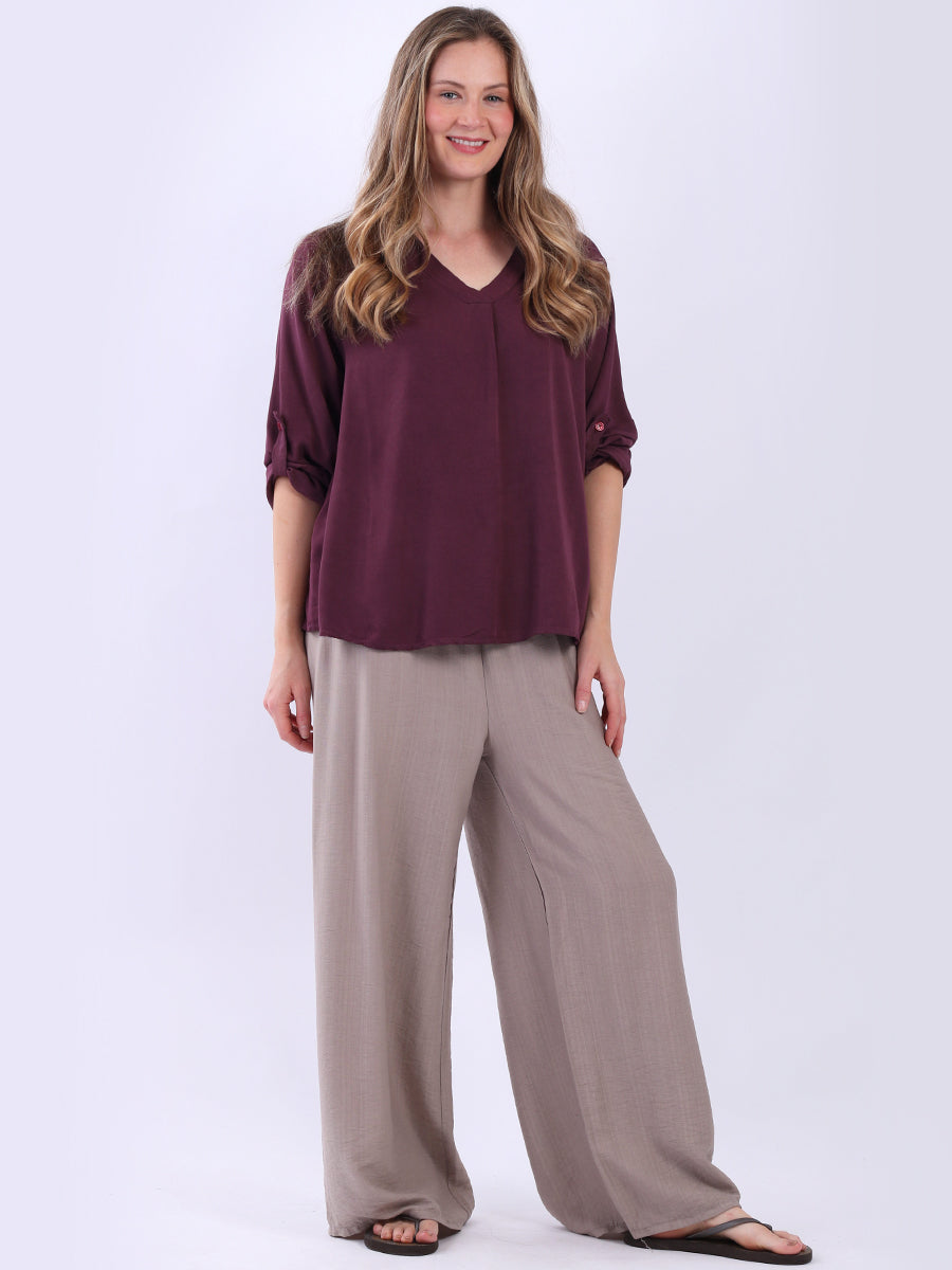 Plain Baggy Crop Top Magenta