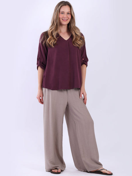 Plain Baggy Crop Top Magenta