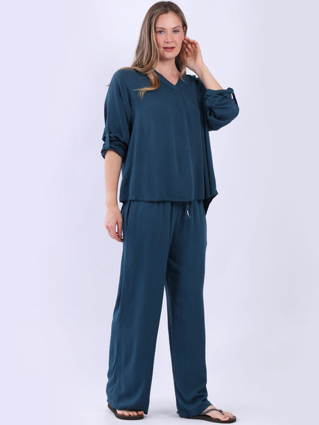 Plain Baggy Crop Top Teal