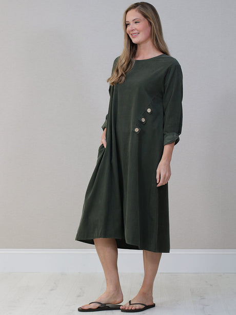 Solid Corduroy Oversized Midi Dress