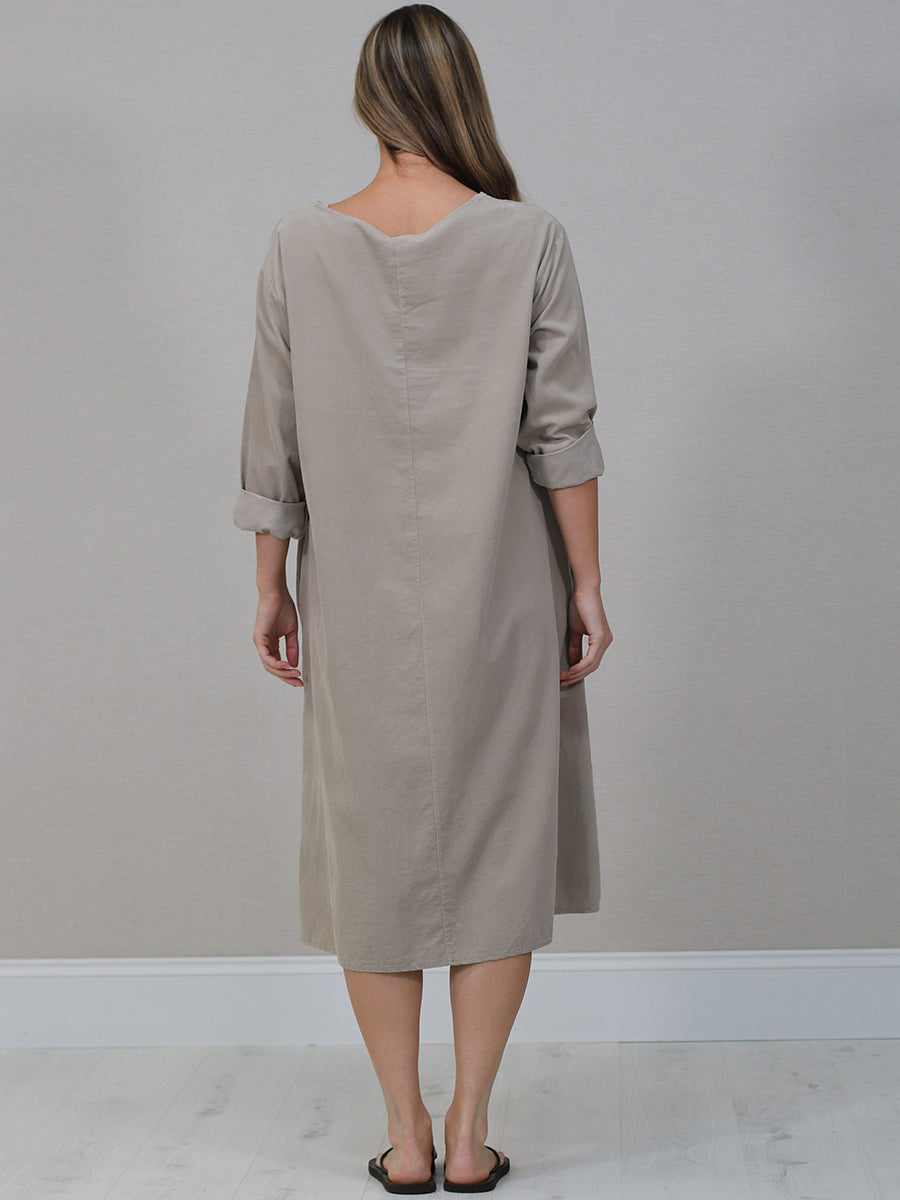Solid Corduroy Oversized Midi Dress
