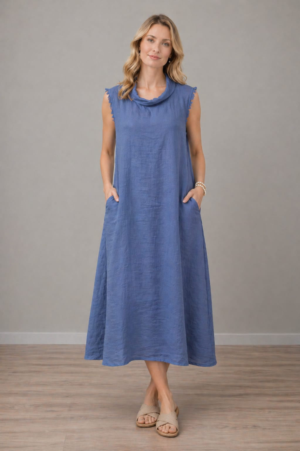 Linen Tank Dress Denim