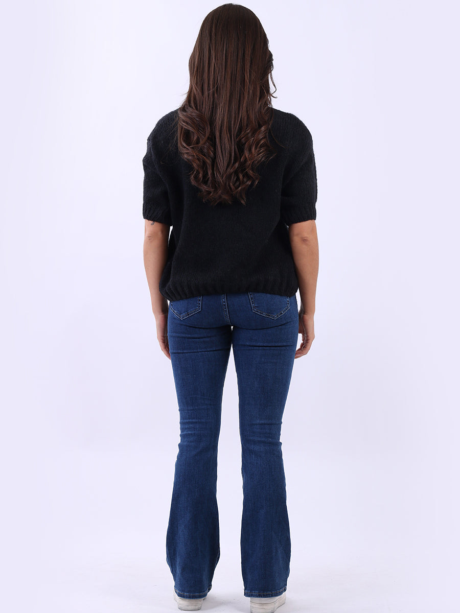 Ladies Solid Woolen Knit Boxy Crop Top