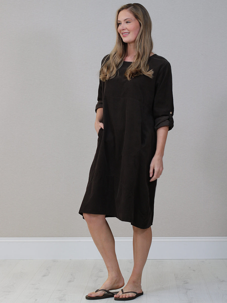 Women Plain Corduroy Midi Dress