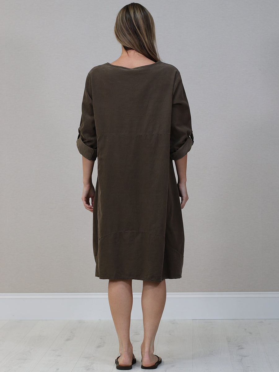 Women Plain Corduroy Midi Dress