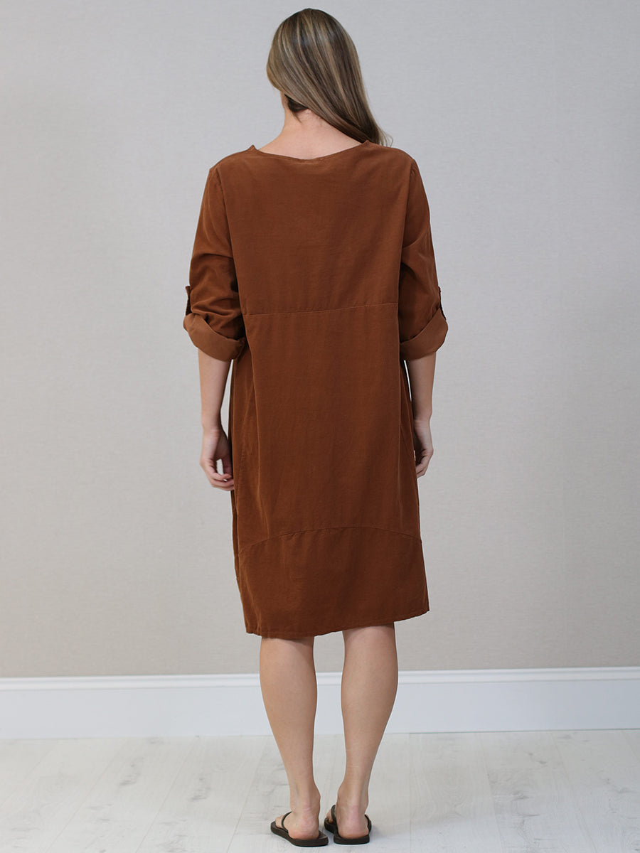 Women Plain Corduroy Midi Dress