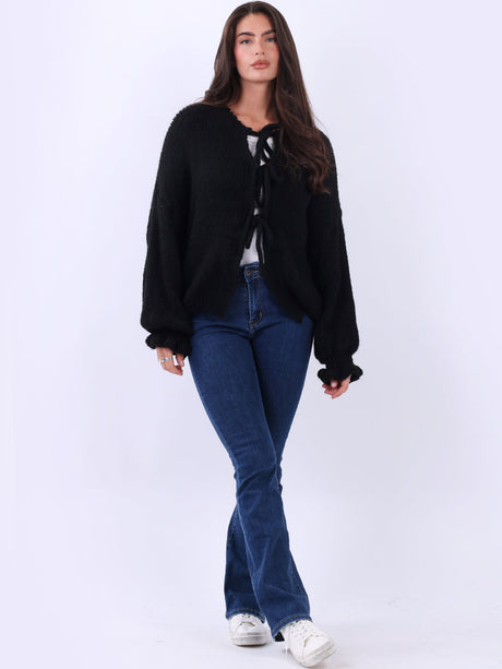 Solid Crop Cardigan Black