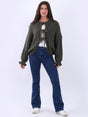 Solid Crop Cardigan Khaki