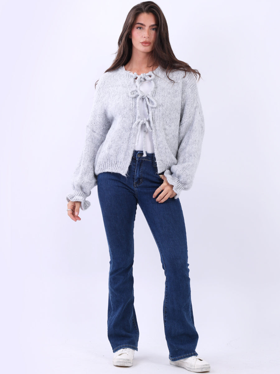 Solid Crop Cardigan Silver
